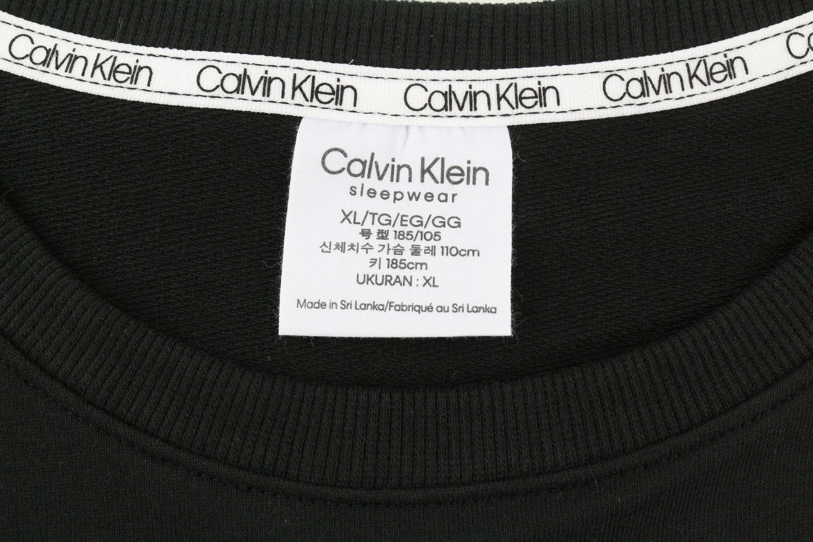 CALVIN KLEIN Men Sweatshirt XL Black Pullover Crew Neck Embroidered Front Logo