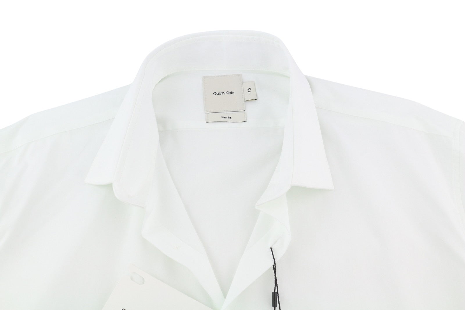 CALVIN KLEIN Poplin Stretch Slim Men Formal Shirt 43 / 17 XL White Button Spread