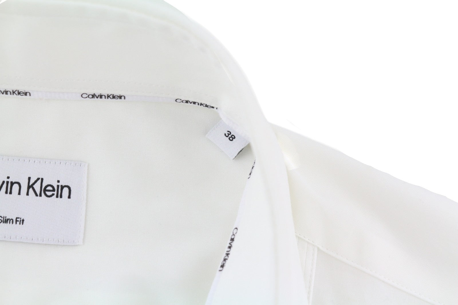 CALVIN KLEIN Evening Tuxedo Slim Men Formal Shirt 38 M White Pleated Button-Up