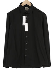 CALVIN KLEIN Poplin Stretch Slim Men Formal Shirt 43 / 17 XL Black Button Spread