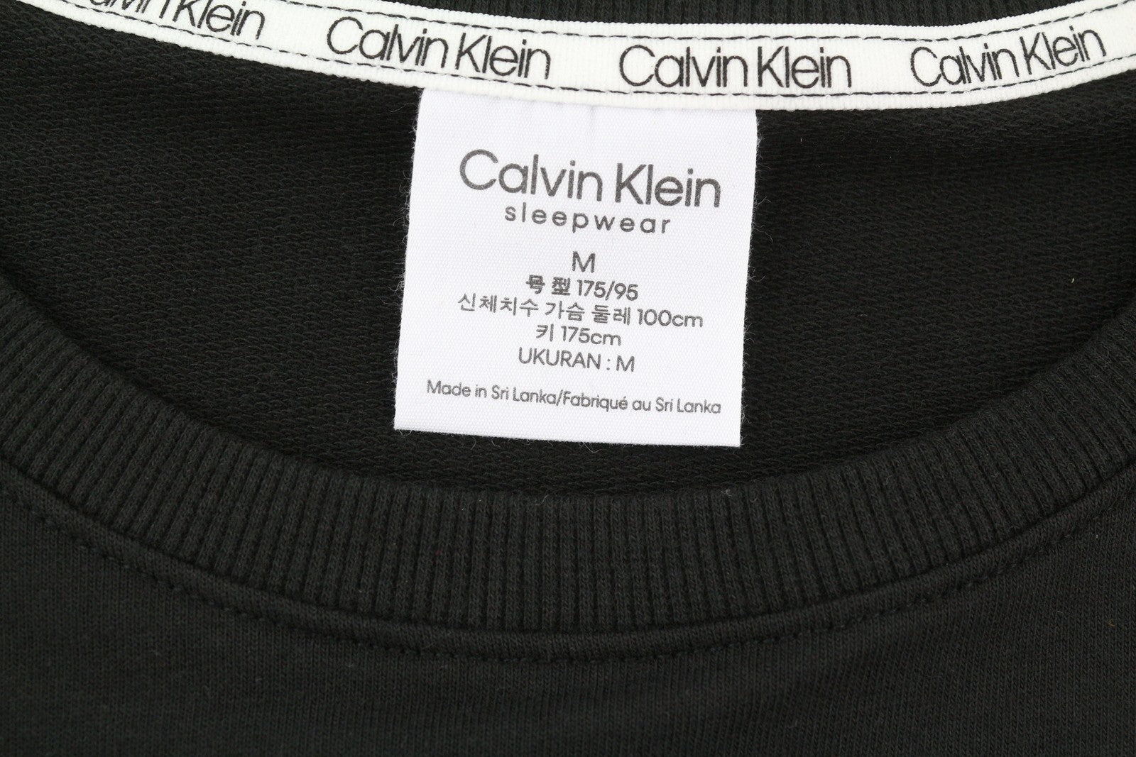 CALVIN KLEIN Men Sweatshirt M Black Pullover Crew Neck Embroidered Front Logo
