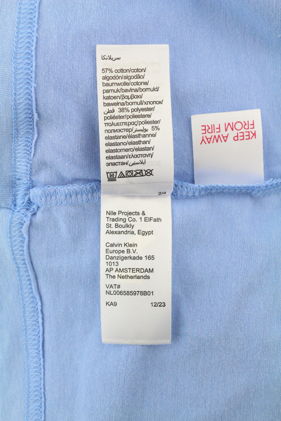 CALVIN KLEIN Crew Neck Men T-Shirt XL Blue Short Sleeve Tricot Stretchy Logo