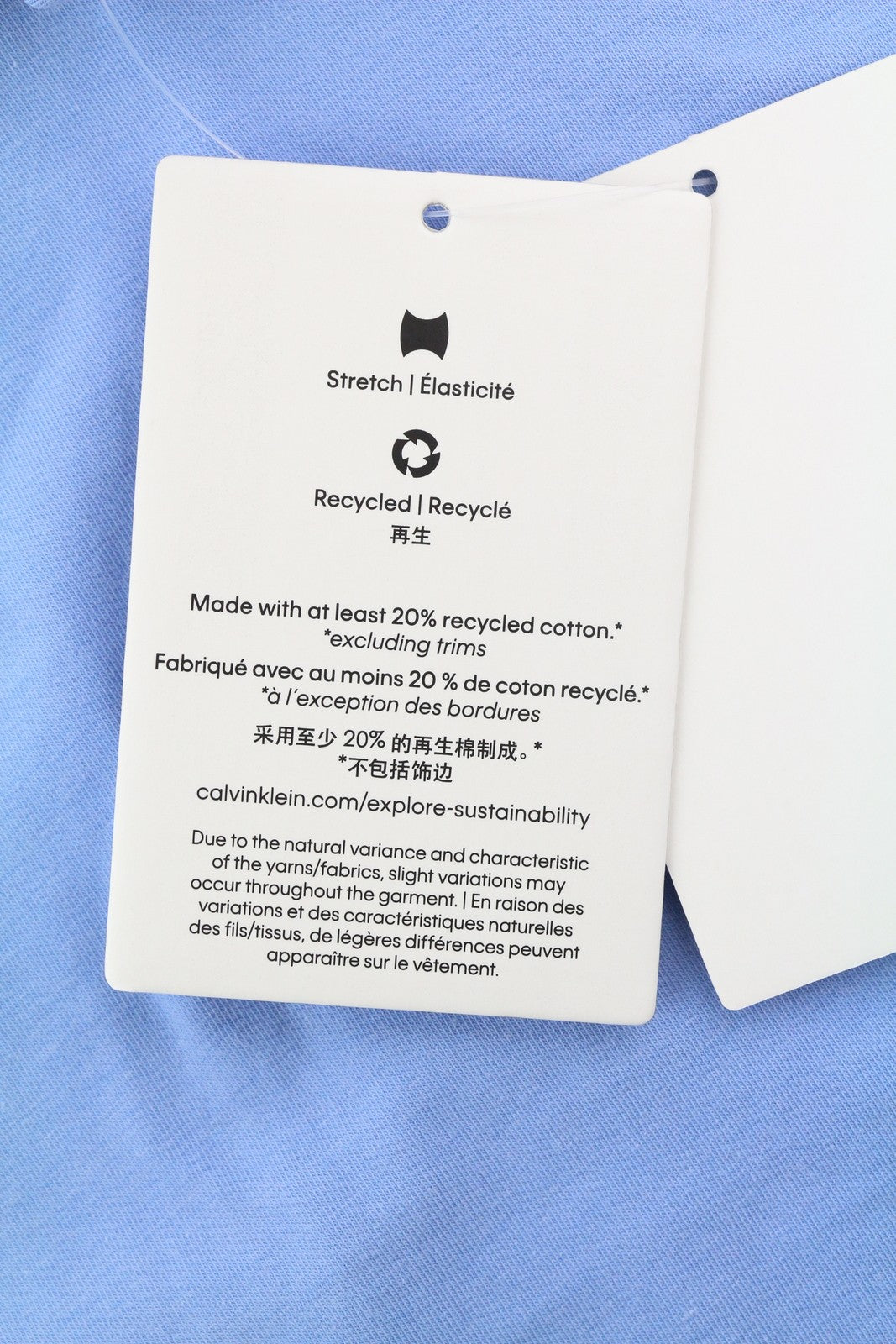 CALVIN KLEIN Crew Neck Men T-Shirt M Blue Short Sleeve Tricot Stretch Logo