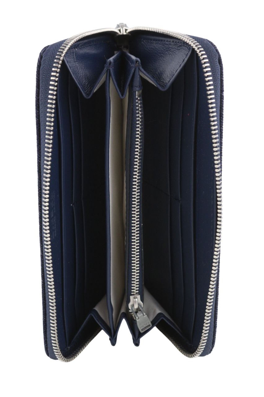 DIESEL Continental Zip Men Wallet OS Blue Denim Look Zipper RRP€120