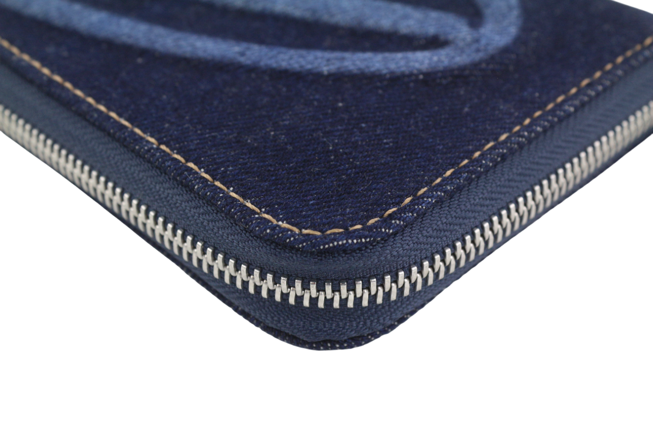 DIESEL Continental Zip Men Wallet OS Blue Denim Look Zipper RRP€120