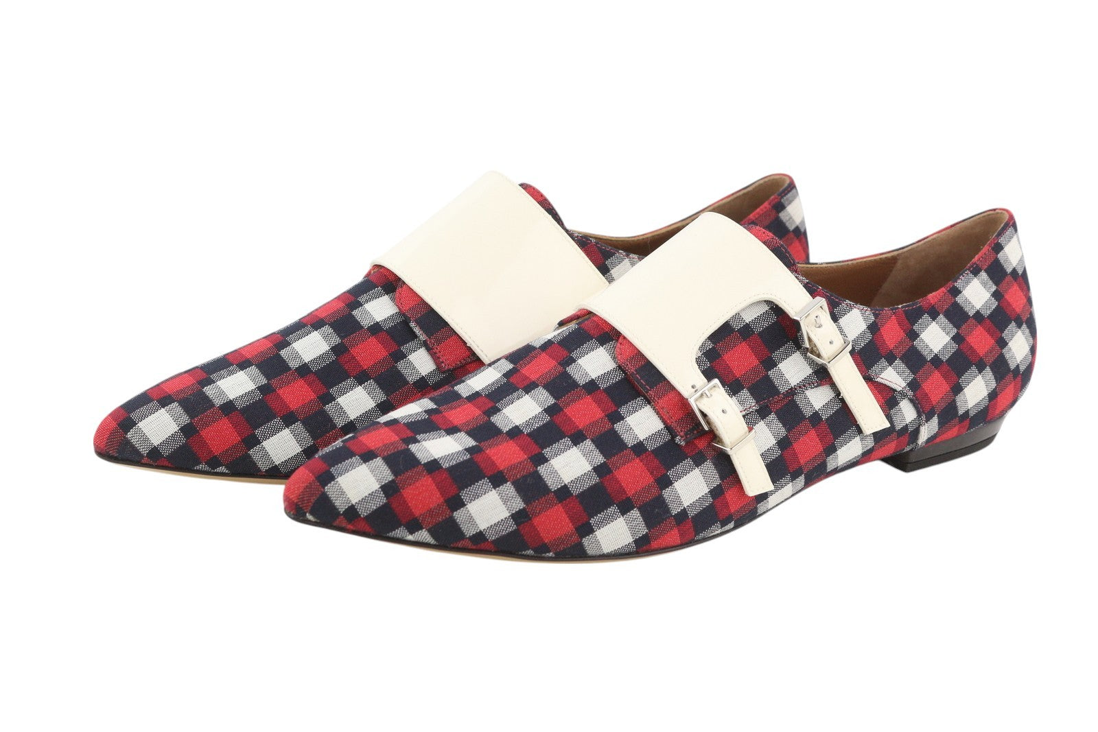 EMPORIO ARMANI X3L037 Women Shoes EU37 Multicoloured Double Monk Detail Plaid