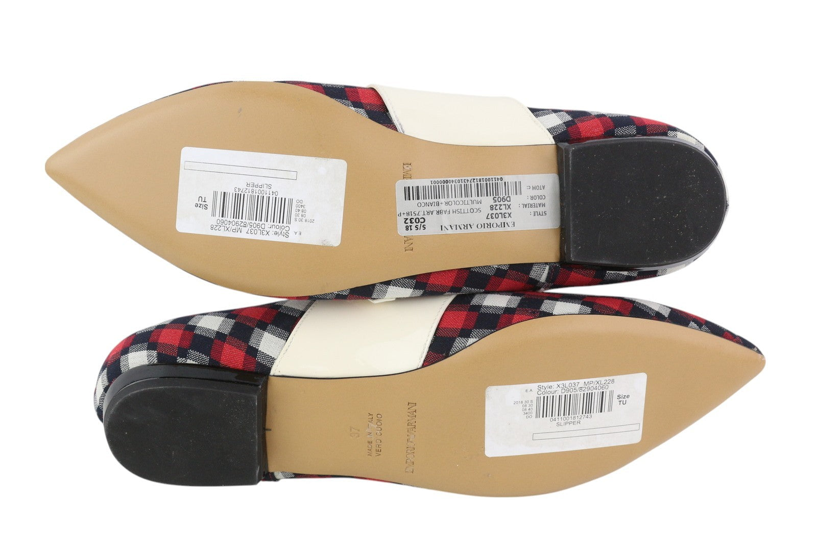 EMPORIO ARMANI X3L037 Women Shoes EU37 Multicoloured Double Monk Detail Plaid