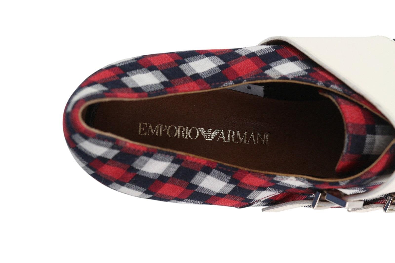 EMPORIO ARMANI X3L037 Women Shoes EU37 Multicoloured Double Monk Detail Plaid