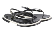 EMPORIO ARMANI Women Sandals EU37 Black Jelly Thong Slingback Strap Open Toe