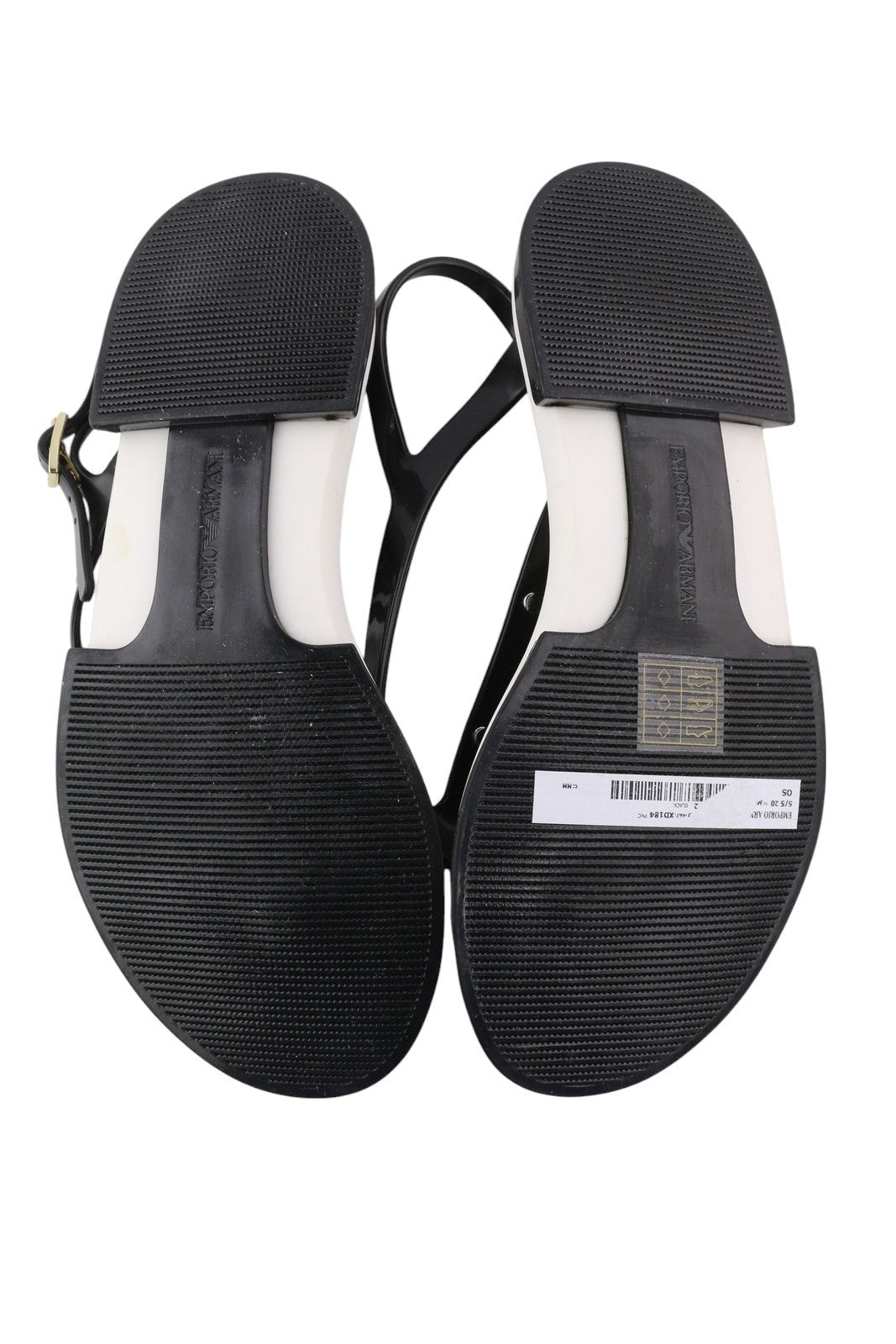 EMPORIO ARMANI Women Sandals EU37 Black Jelly Thong Slingback Strap Open Toe