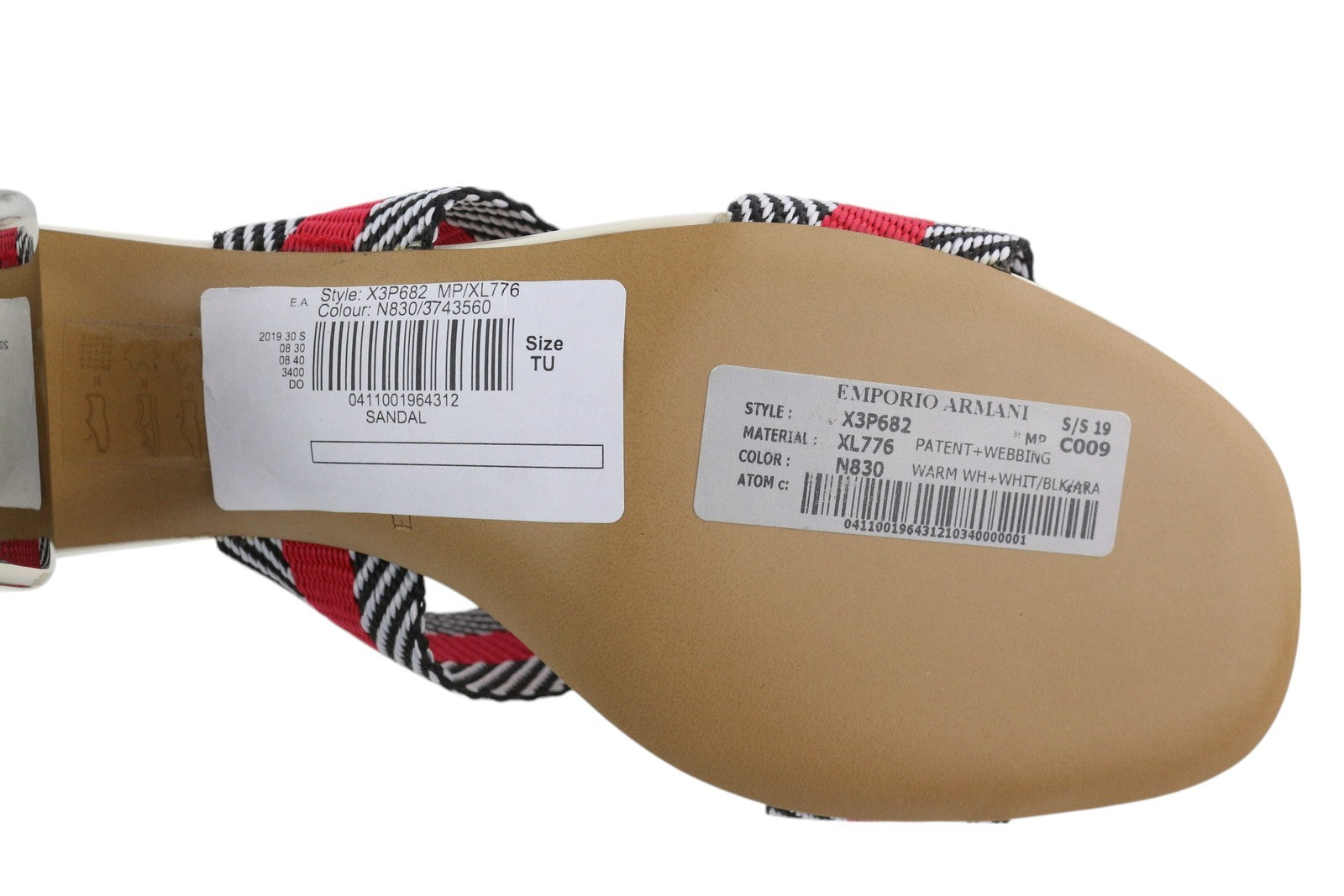 EMPORIO ARMANI X3P682 Women Sandals EU37 Colourful Slip On Shiny Block Heel