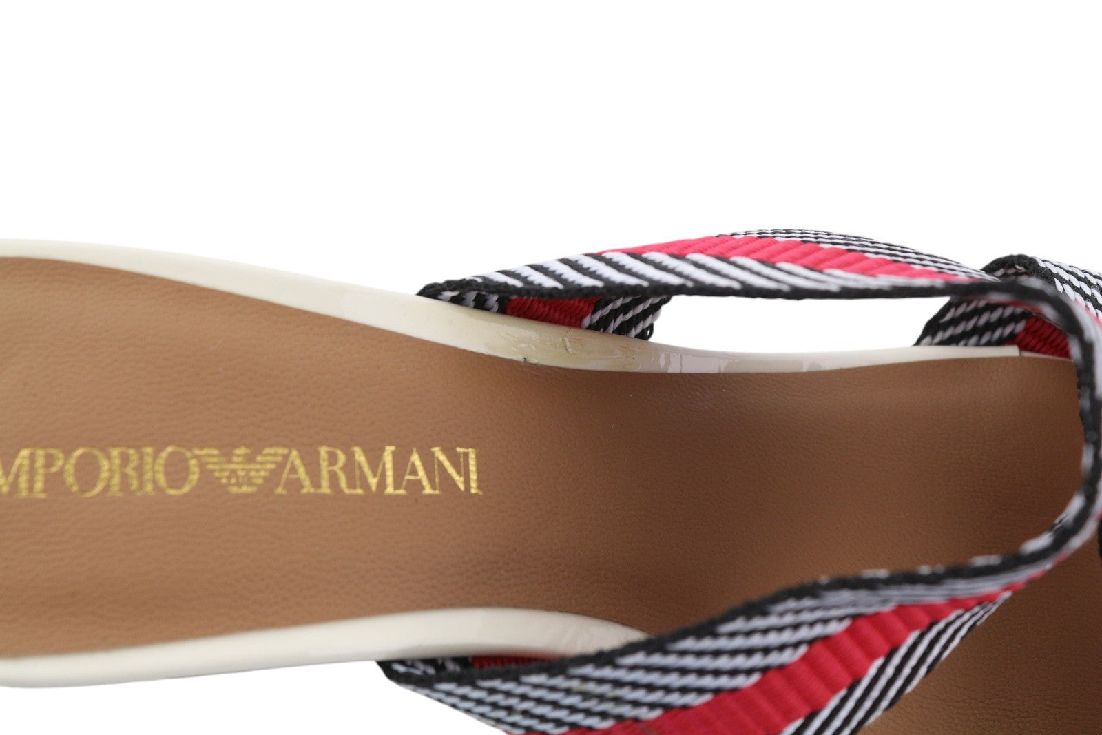 EMPORIO ARMANI X3P682 Women Sandals EU37 Colourful Slip On Shiny Block Heel