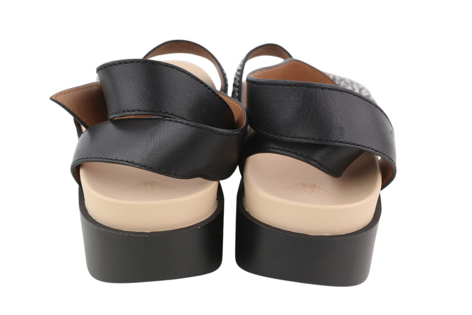 EMPORIO ARMANI X3U063 Women Sandals EU37 Black Leather Studded Details Platform