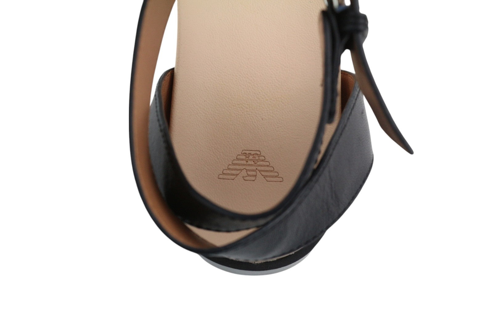 EMPORIO ARMANI X3U063 Women Sandals EU37 Black Leather Studded Details Platform