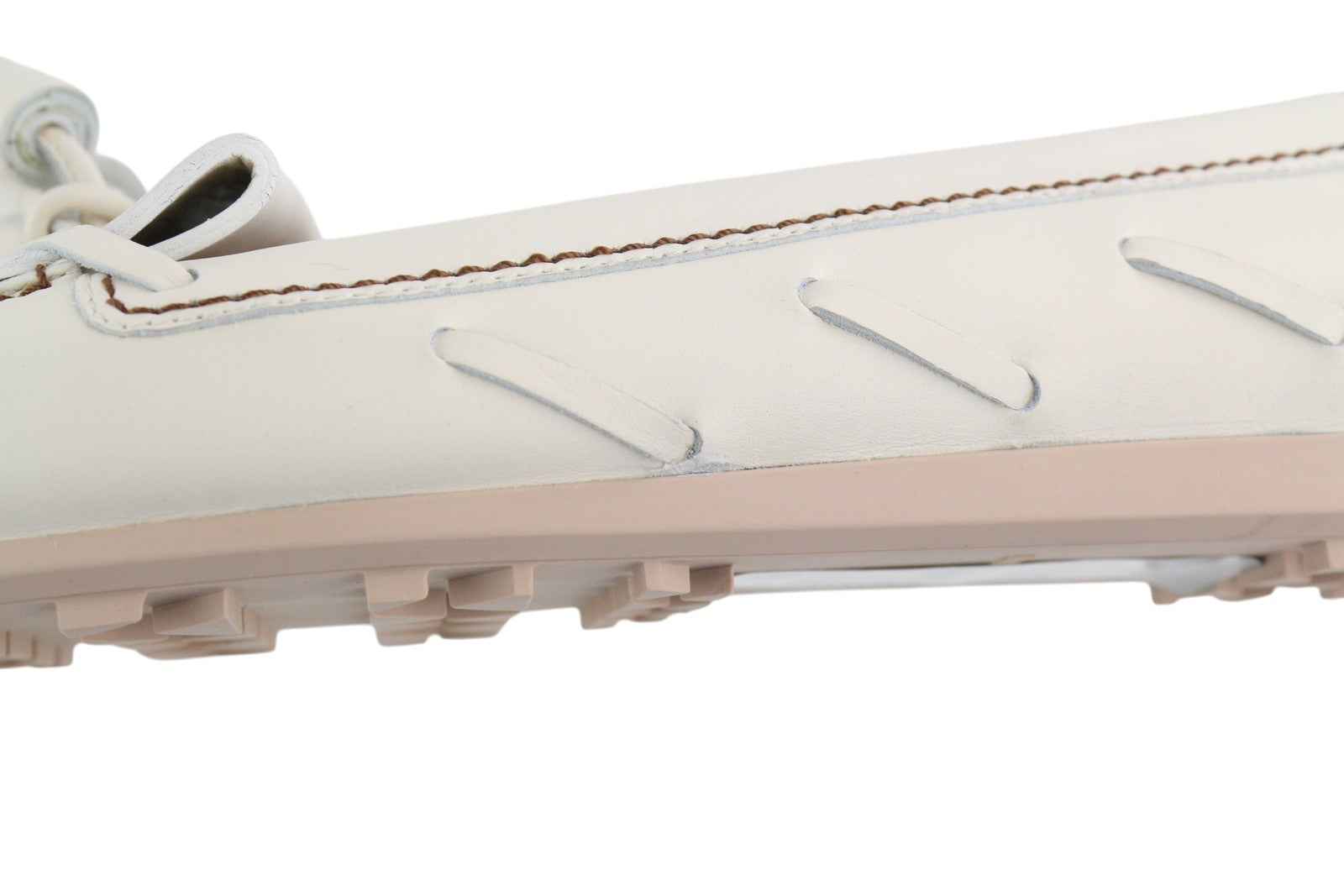 EMPORIO ARMANI X3B043 Women Flats EU37 Off-White Calf Driver Ballerina RRP€289