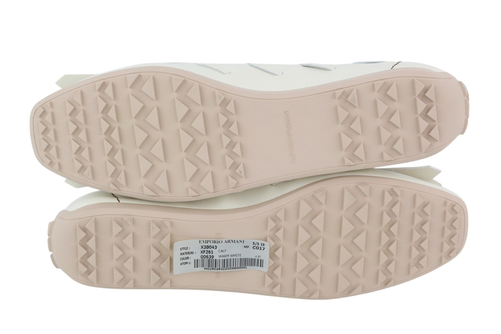 EMPORIO ARMANI X3B043 Women Flats EU37 Off-White Calf Driver Ballerina RRP€289