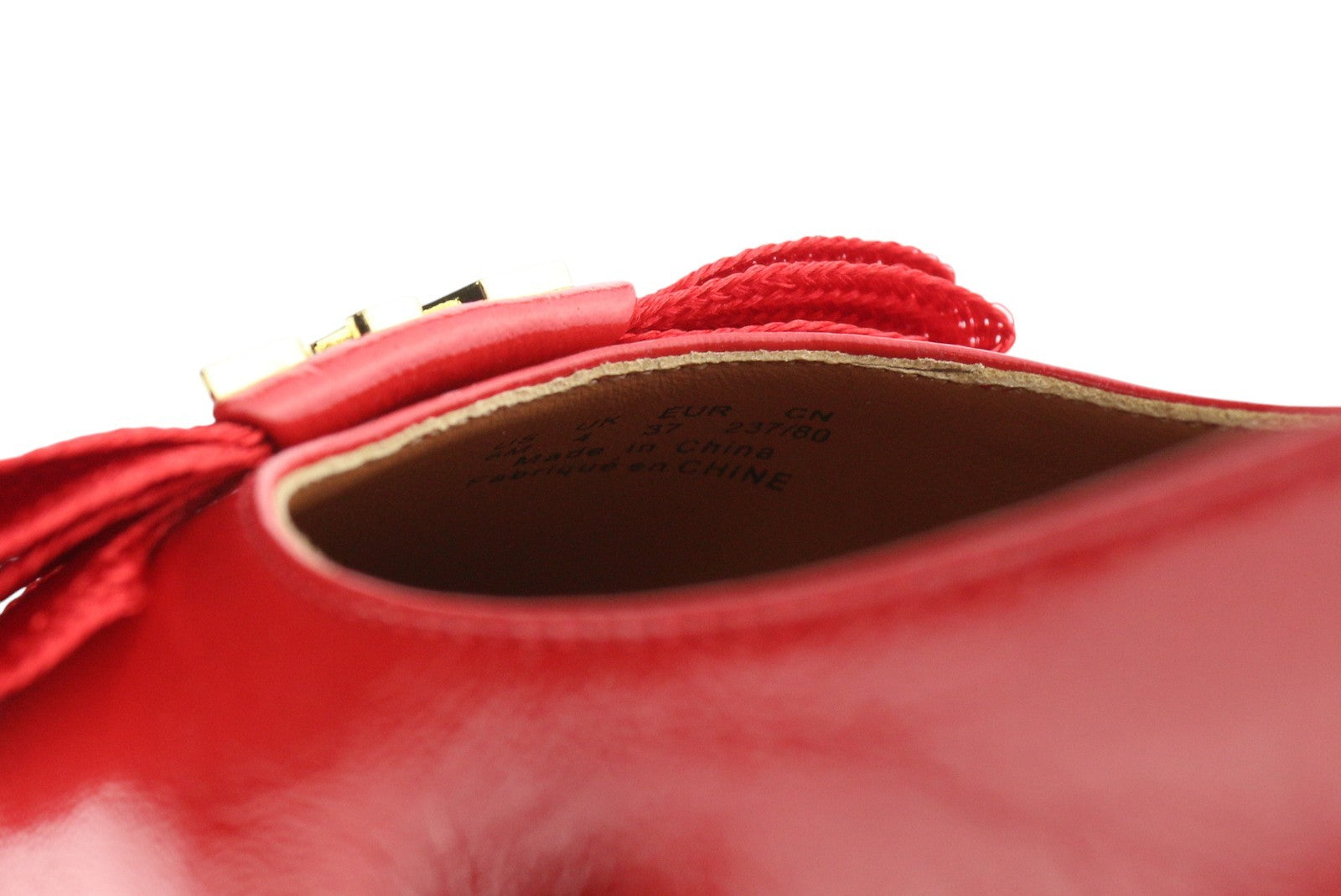 EMPORIO ARMANI X3D232 Women Flats EU37 Red Leather Ballerina Bow Detail Slip On