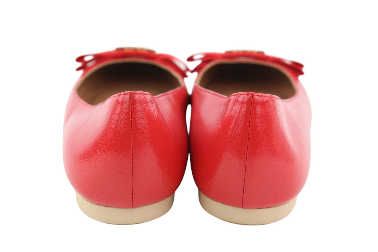 EMPORIO ARMANI X3D232 Women Flats EU37 Red Leather Ballerina Bow Detail Slip On
