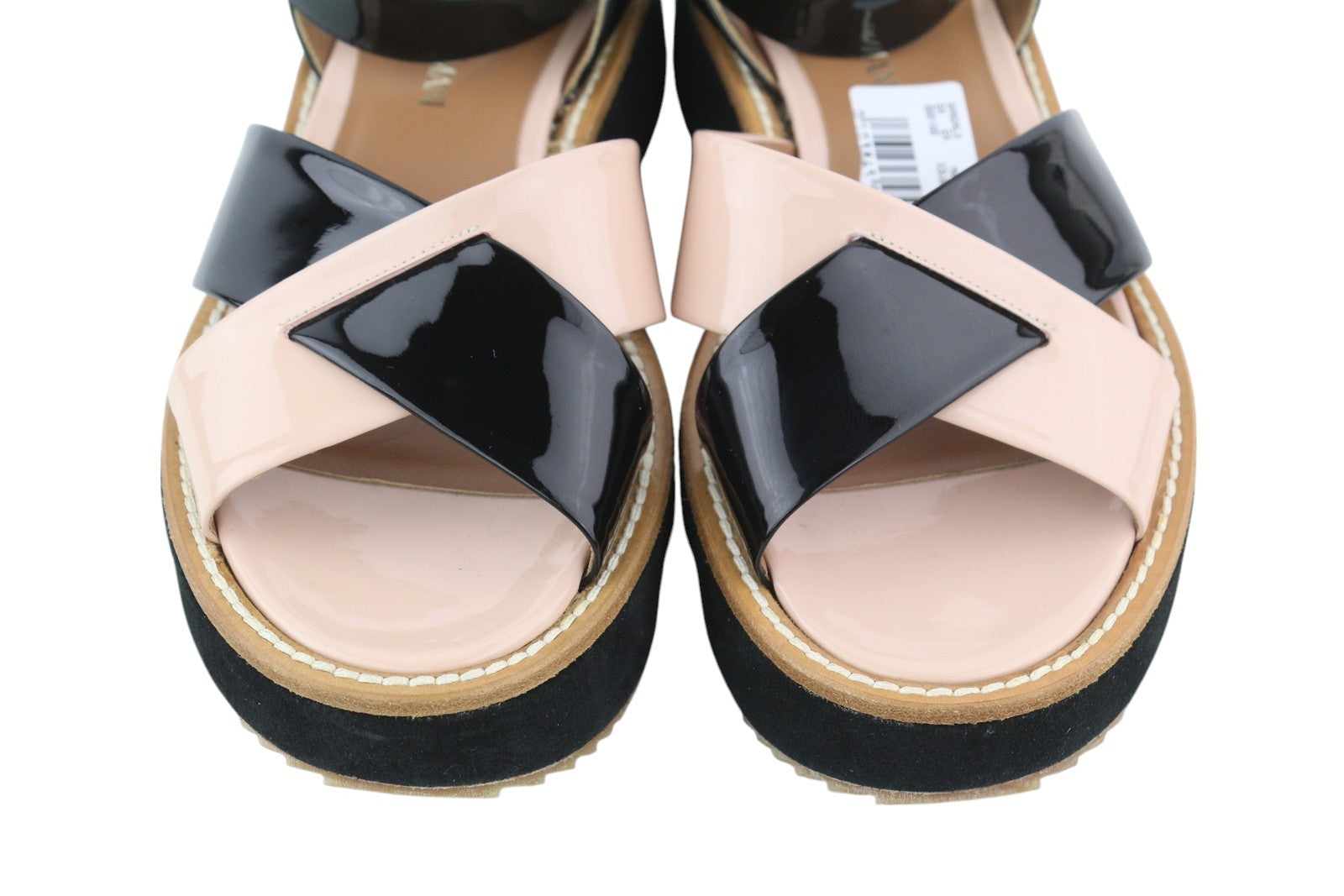 EMPORIO ARMANI X3U091 Women Sandals EU37 Black Patent Leather Platform RRP€260