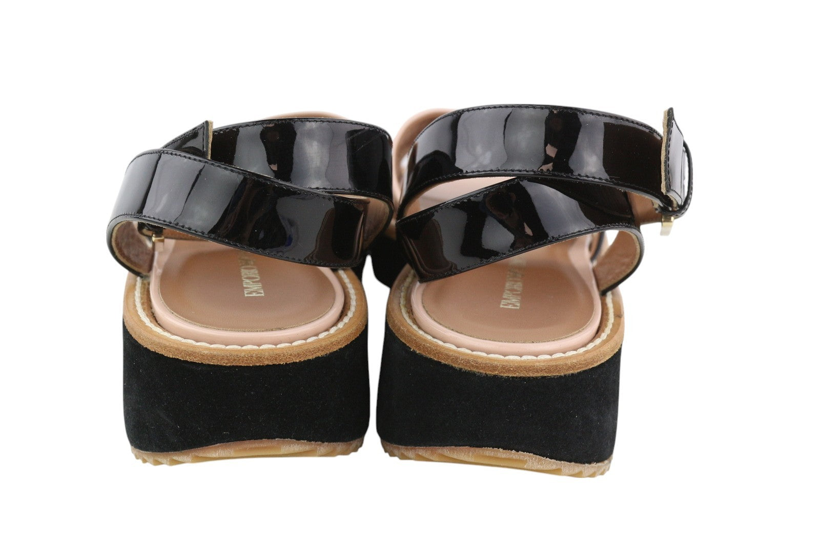 EMPORIO ARMANI X3U091 Women Sandals EU37 Black Patent Leather Platform RRP€260