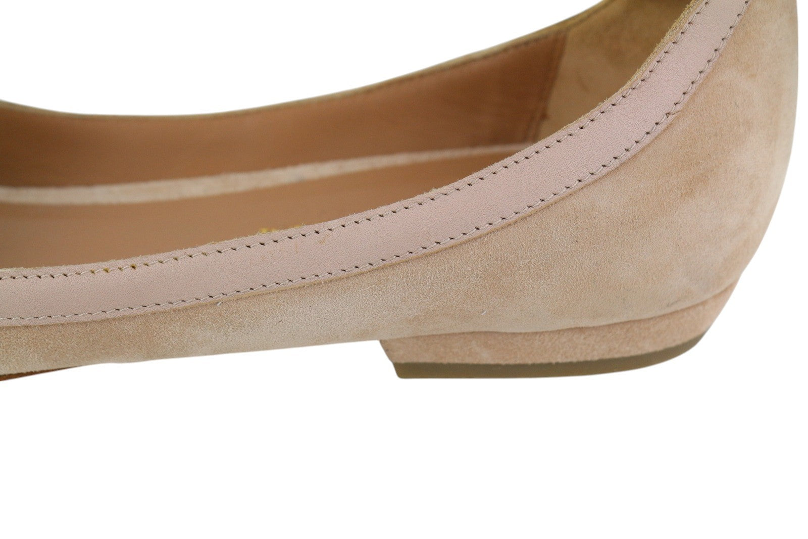 EMPORIO ARMANI X3D225 Women Flats EU37 Beige Suede Leather Pointed Toe Ballerina