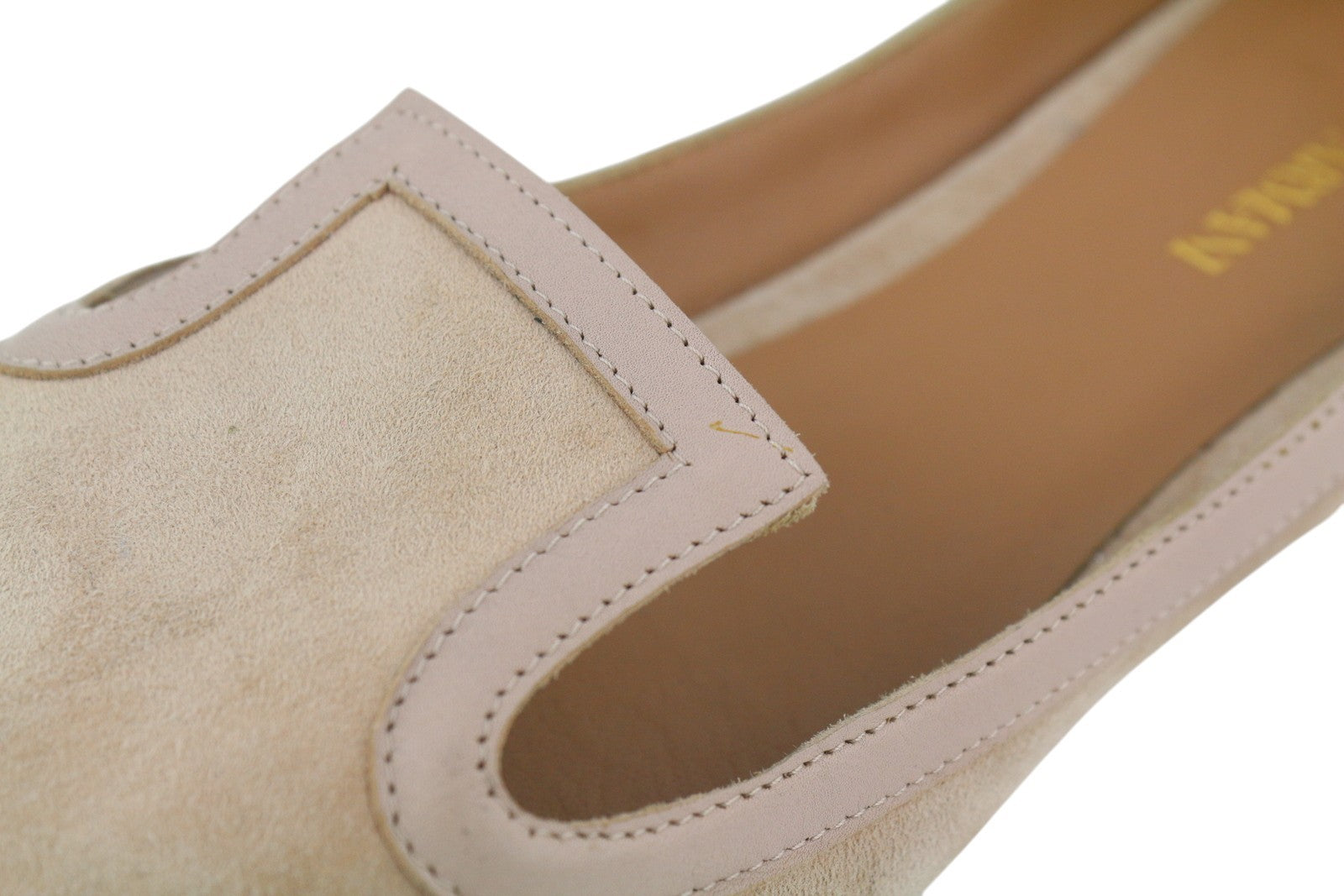 EMPORIO ARMANI X3D225 Women Flats EU37 Beige Suede Leather Pointed Toe Ballerina