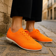 EMPORIO ARMANI X3C148 Women Sneakers EU37 Orange Low Top Lace Up Knitted Flat