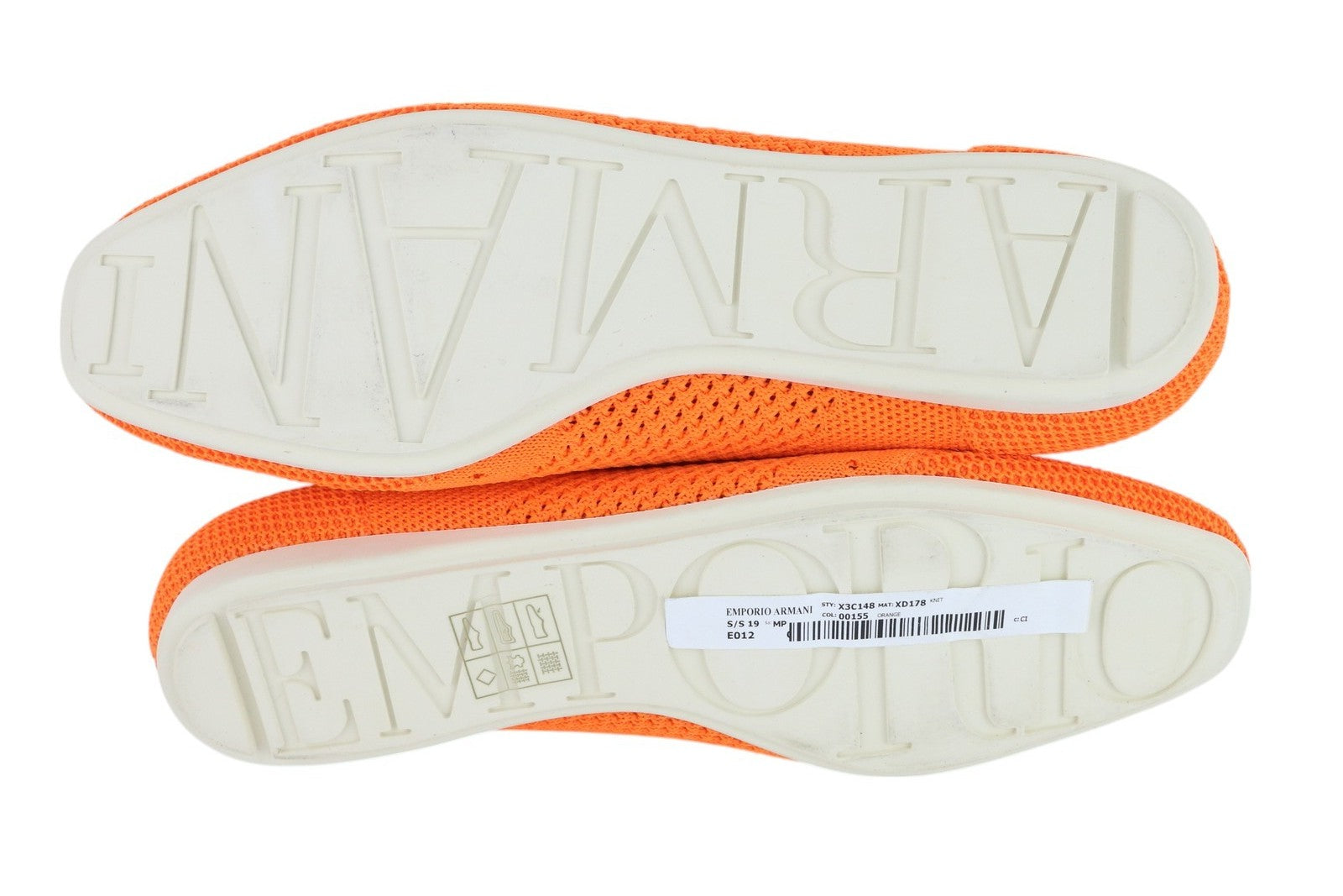 EMPORIO ARMANI X3C148 Women Sneakers EU37 Orange Low Top Lace Up Knitted Flat