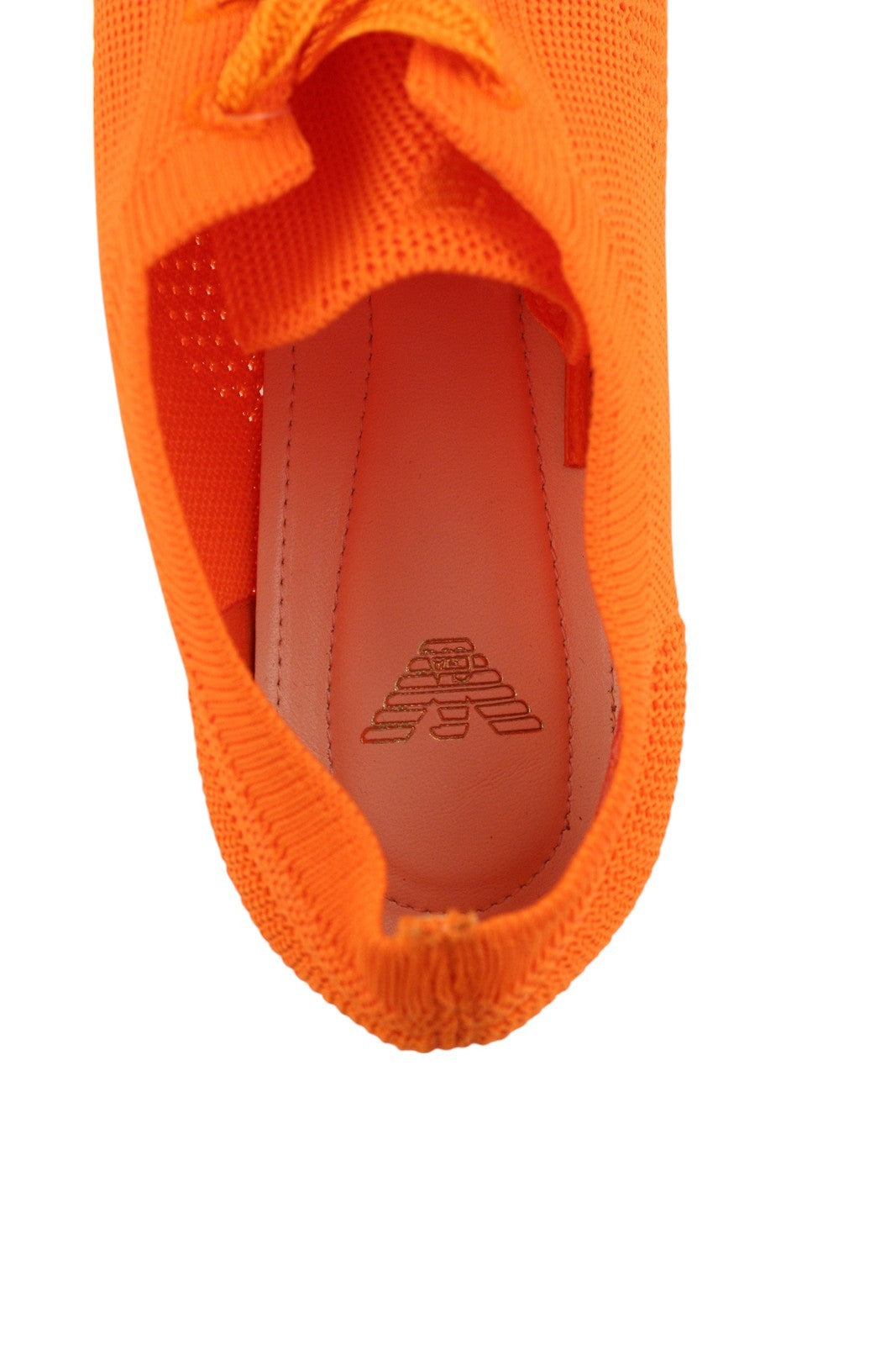 EMPORIO ARMANI X3C148 Women Sneakers EU37 Orange Low Top Lace Up Knitted Flat
