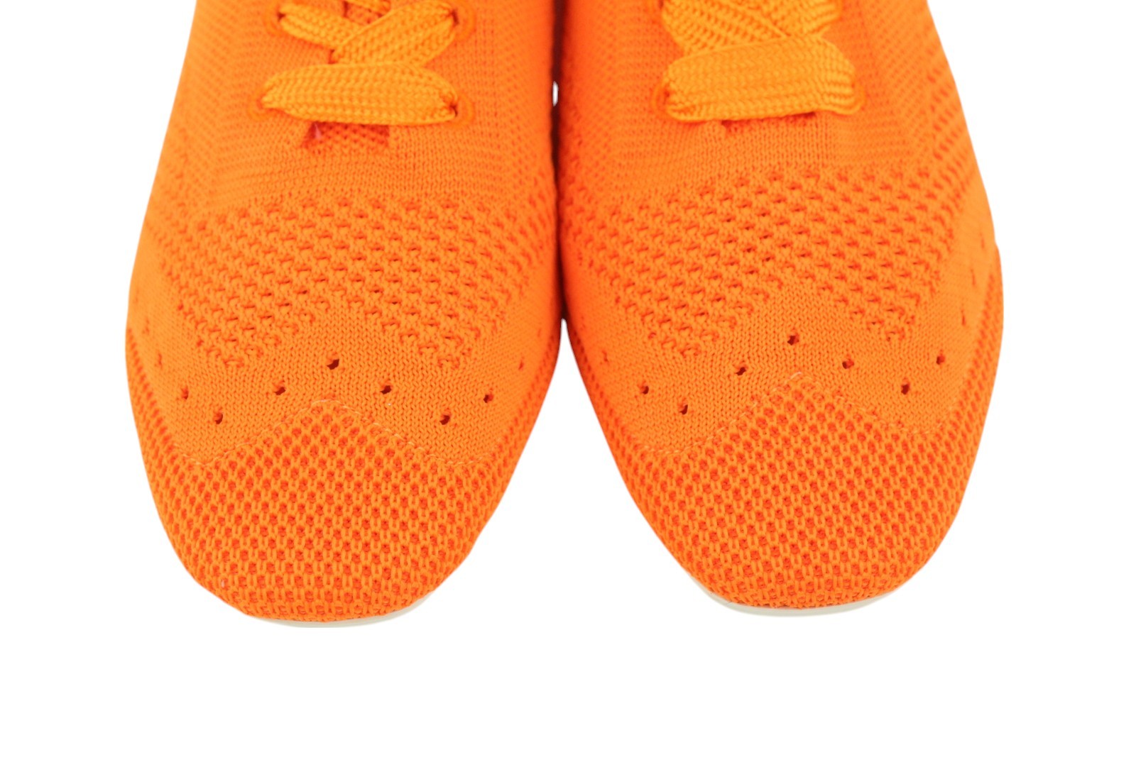 EMPORIO ARMANI X3C148 Women Sneakers EU37 Orange Low Top Lace Up Knitted Flat