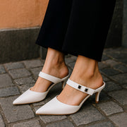 EMPORIO ARMANI X3E378 Women Heels EU37 White Leather Decollete Slip On Pointed