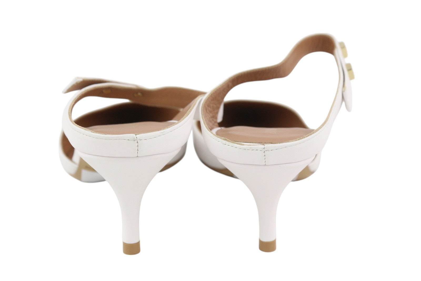 EMPORIO ARMANI X3E378 Women Heels EU37 White Leather Decollete Slip On Pointed