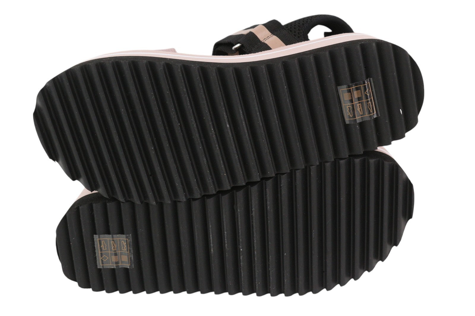 EMPORIO ARMANI Women Sandals EU37 Pink Black Chunky Platform Open Toe Flats