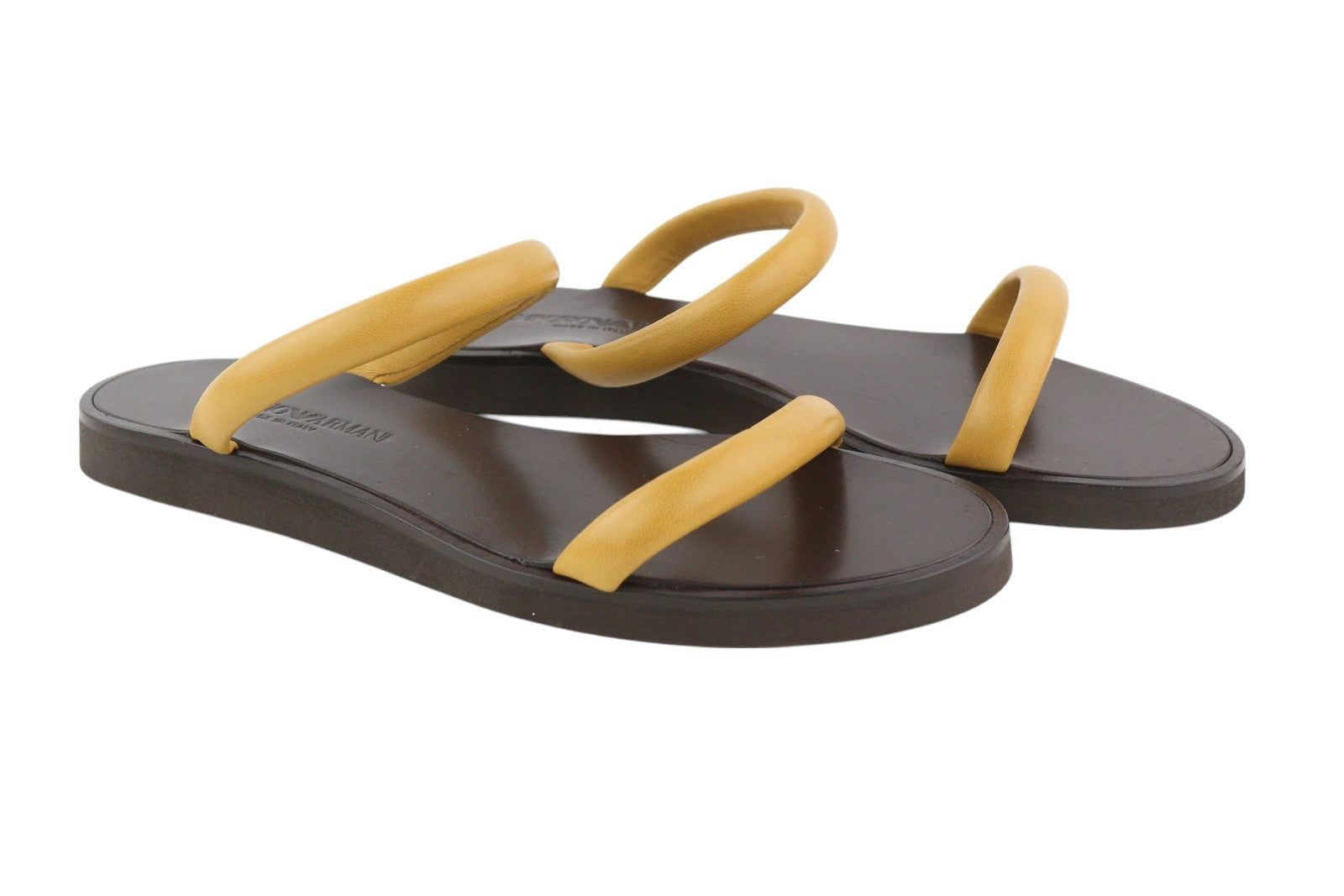 EMPORIO ARMANI X3P739 Women Sandals EU37 Beige Leather Flats Slip On RRP€129