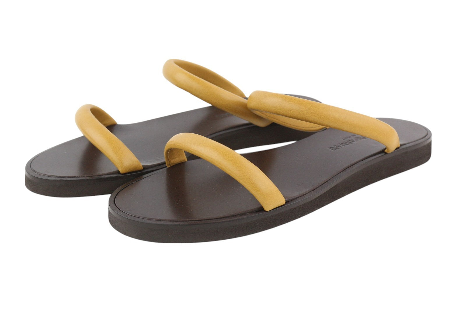 EMPORIO ARMANI X3P739 Women Sandals EU37 Beige Leather Flats Slip On RRP€129