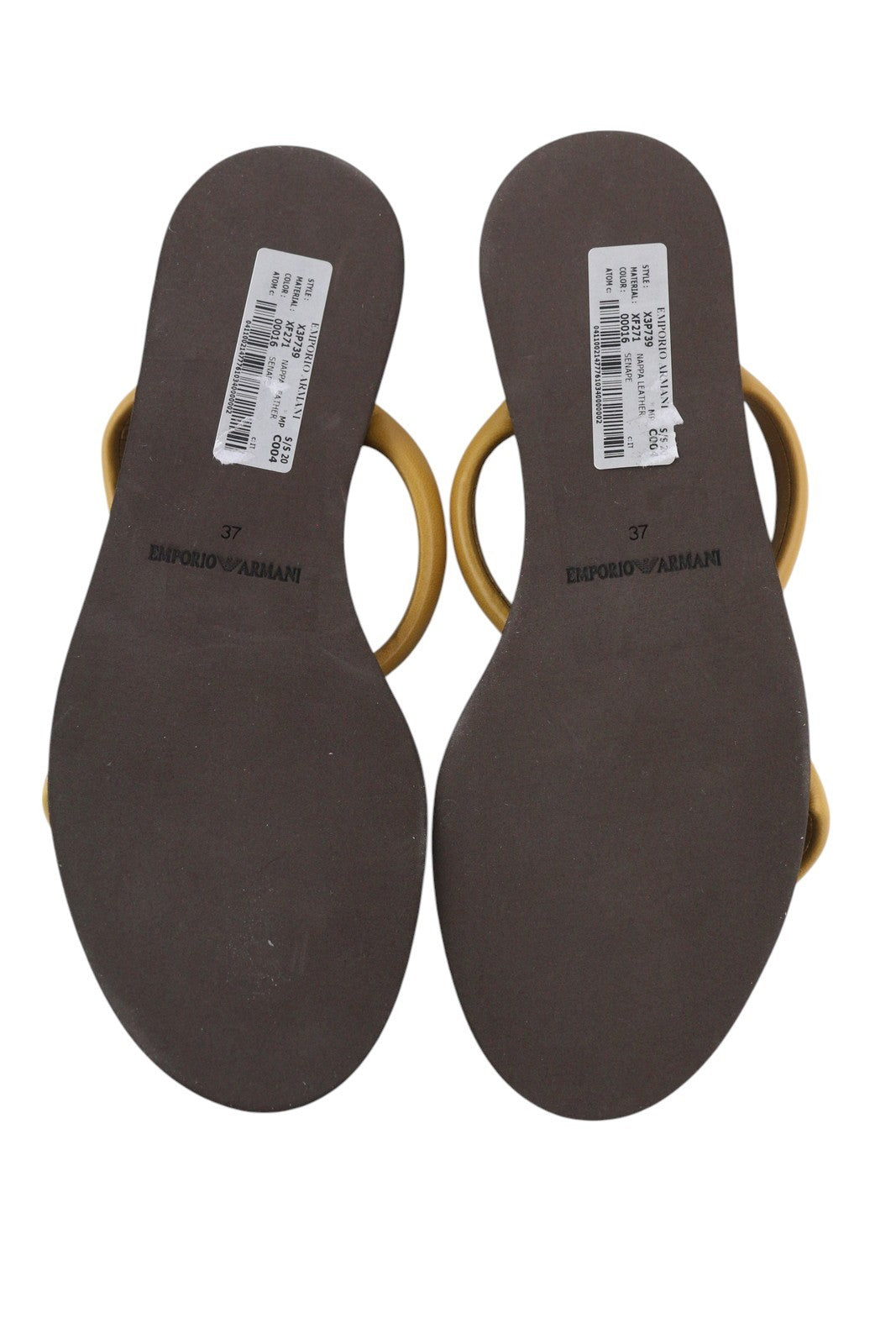 EMPORIO ARMANI X3P739 Women Sandals EU37 Beige Leather Flats Slip On RRP€129