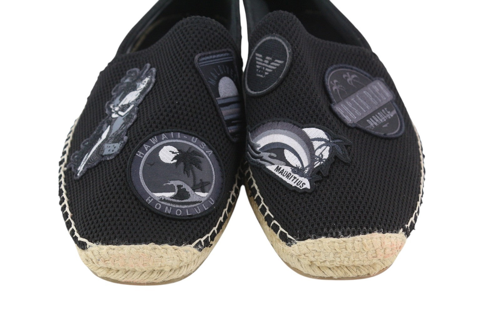 EMPORIO ARMANI X4S023 Men Shoes EU43 Black Slip On Espadrilles Patches RRP€269