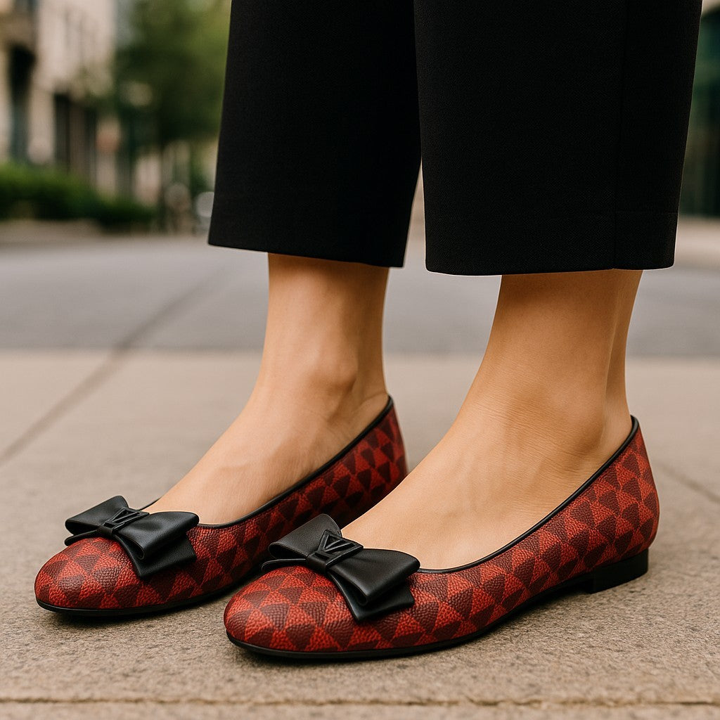 EMPORIO ARMANI X3D236 Women Flats EU37 Red Leather Ballerina Bow Detail RRP€199