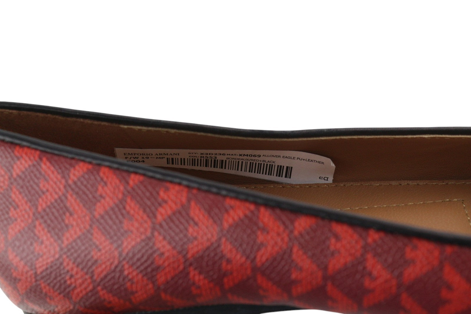 EMPORIO ARMANI X3D236 Women Flats EU37 Red Leather Ballerina Bow Detail RRP€199