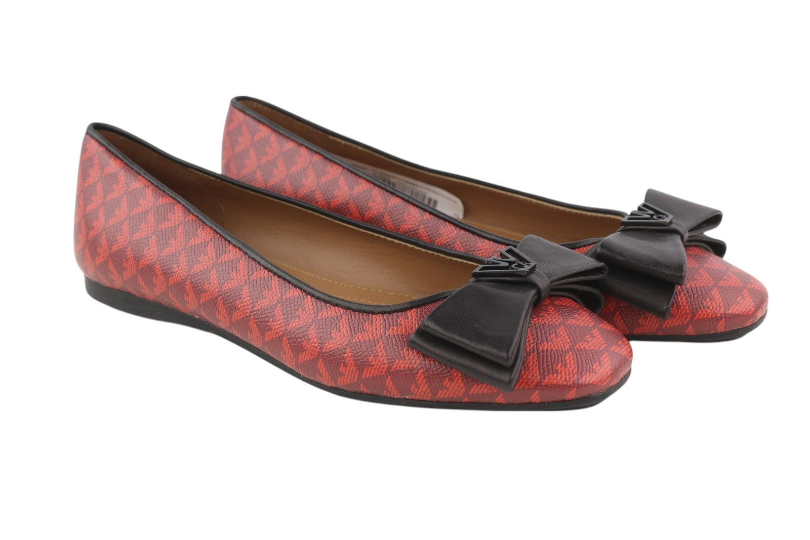 EMPORIO ARMANI X3D236 Women Flats EU37 Red Leather Ballerina Bow Detail RRP€199