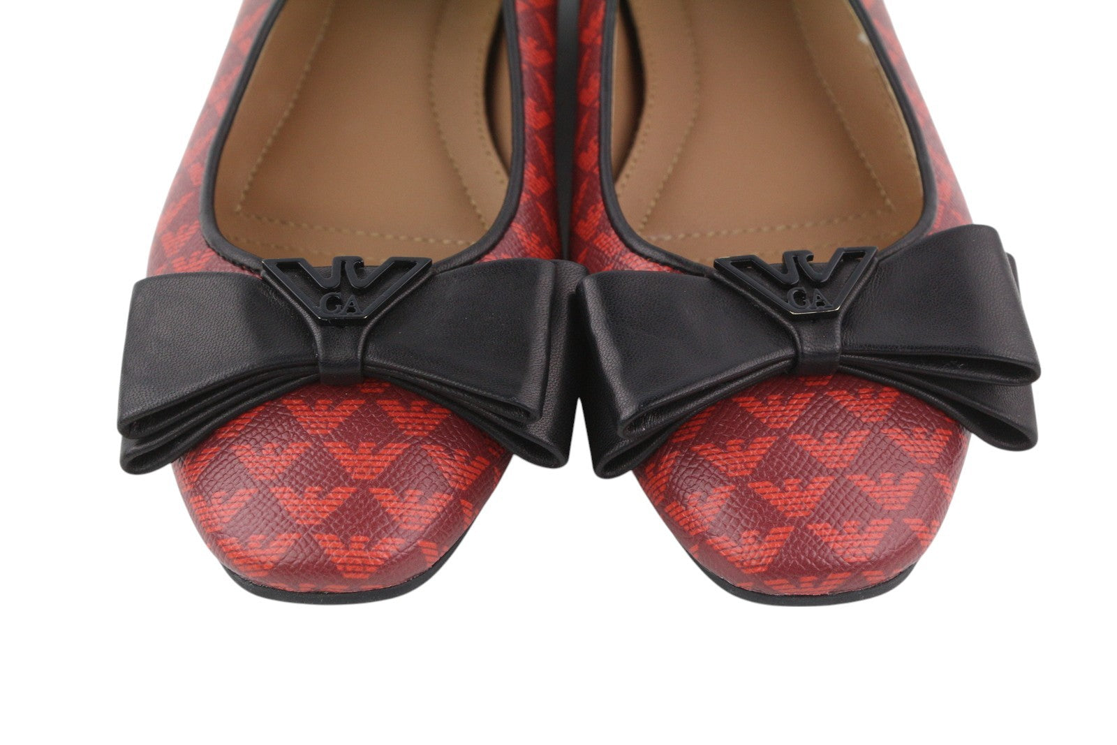 EMPORIO ARMANI X3D236 Women Flats EU37 Red Leather Ballerina Bow Detail RRP€199