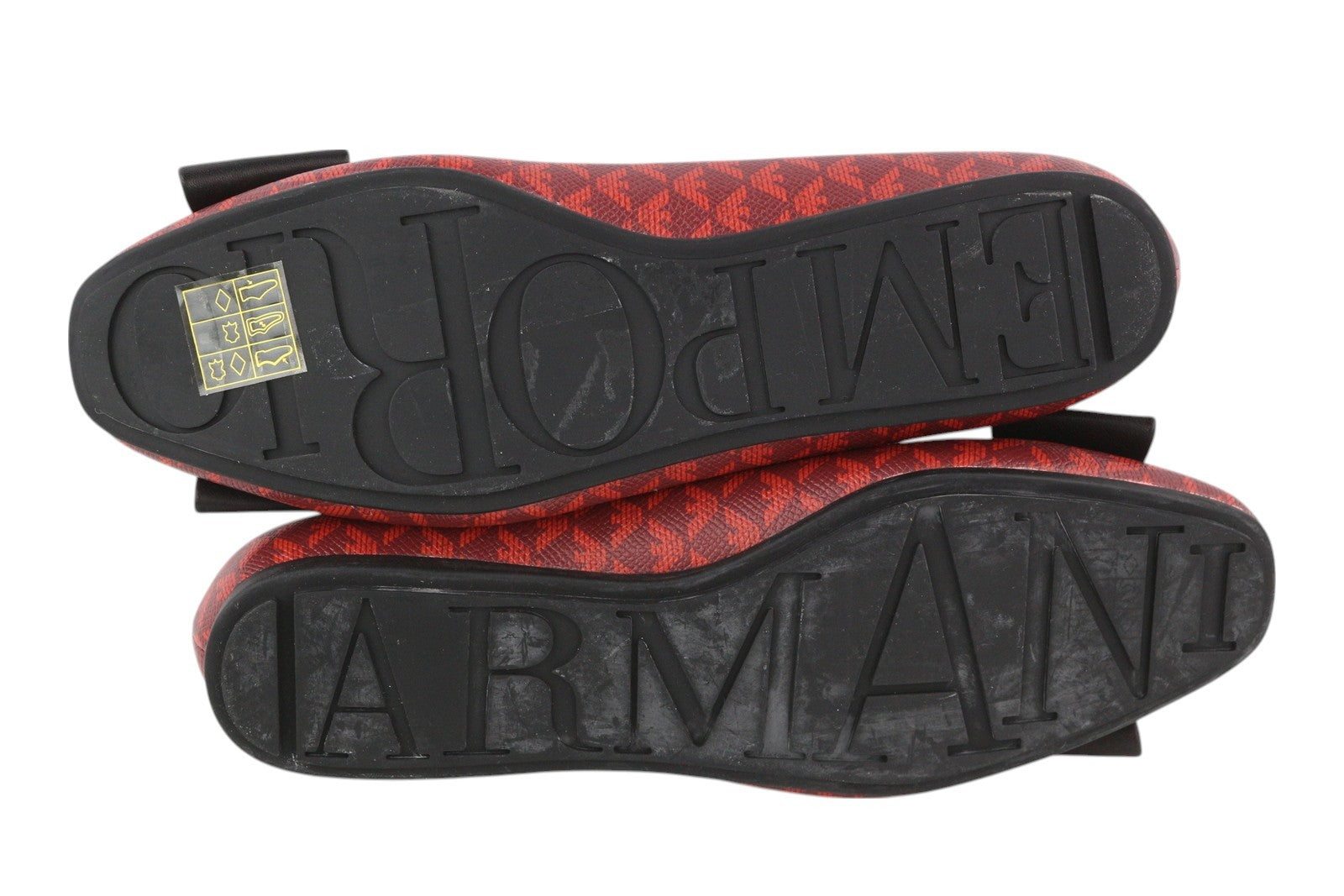 EMPORIO ARMANI X3D236 Women Flats EU37 Red Leather Ballerina Bow Detail RRP€199