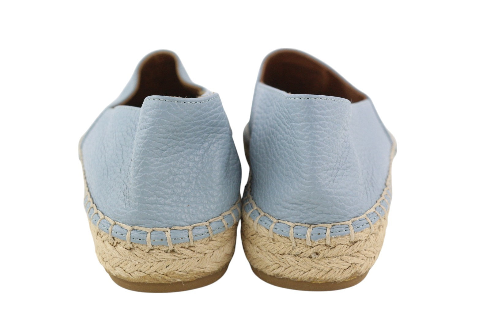 EMPORIO ARMANI X35025 Women Flats EU37 Light Blue Leather Espadrilles Slip On