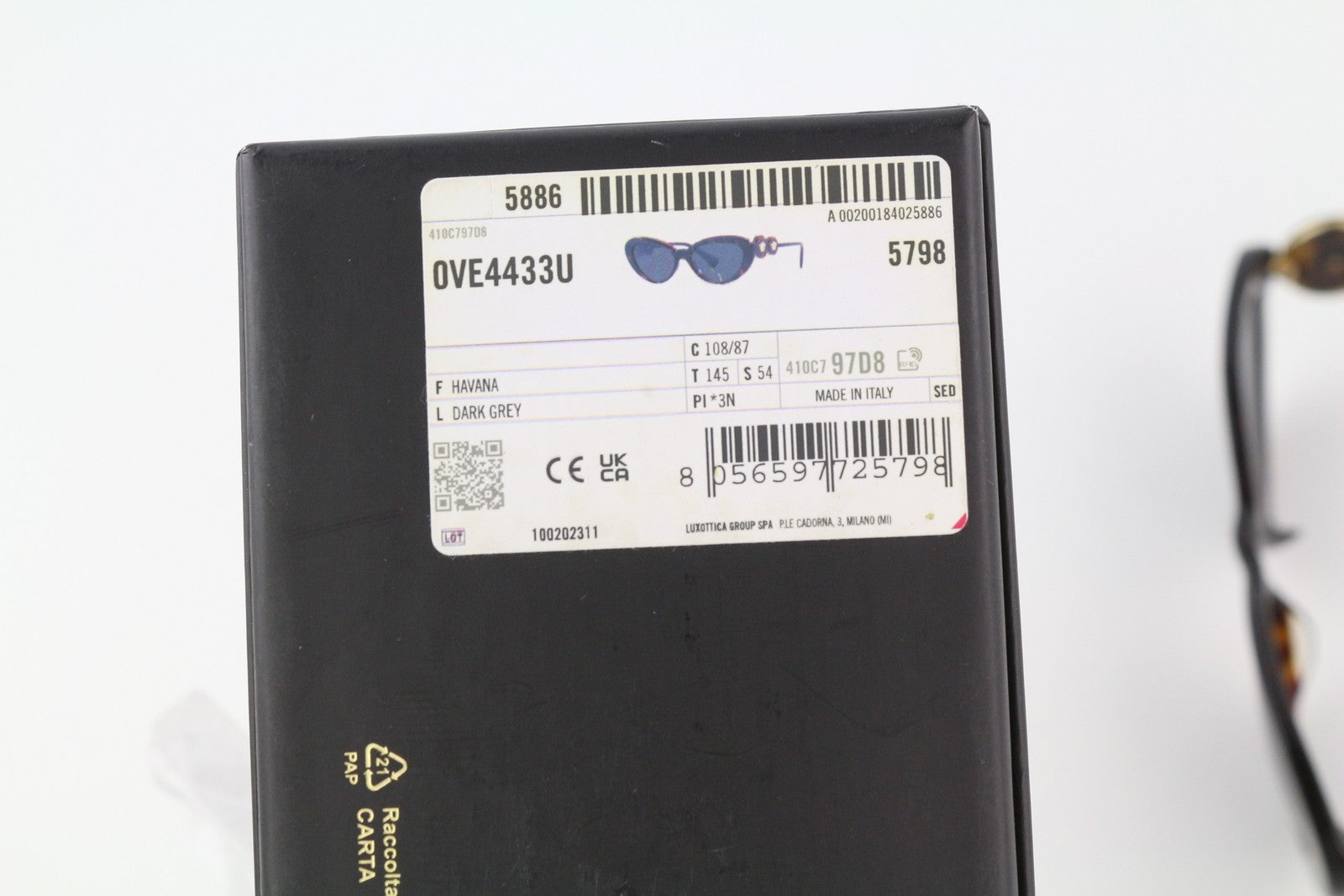 VERSACE 4433 Women Sunglasses OS Dark Brown Animal Print Tinted Cat-Eye RRP$437