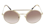 MIU MIU 52V Women Sunglasses OS Oval Shiny Gold Tone Frame Rhinestones RRP€310