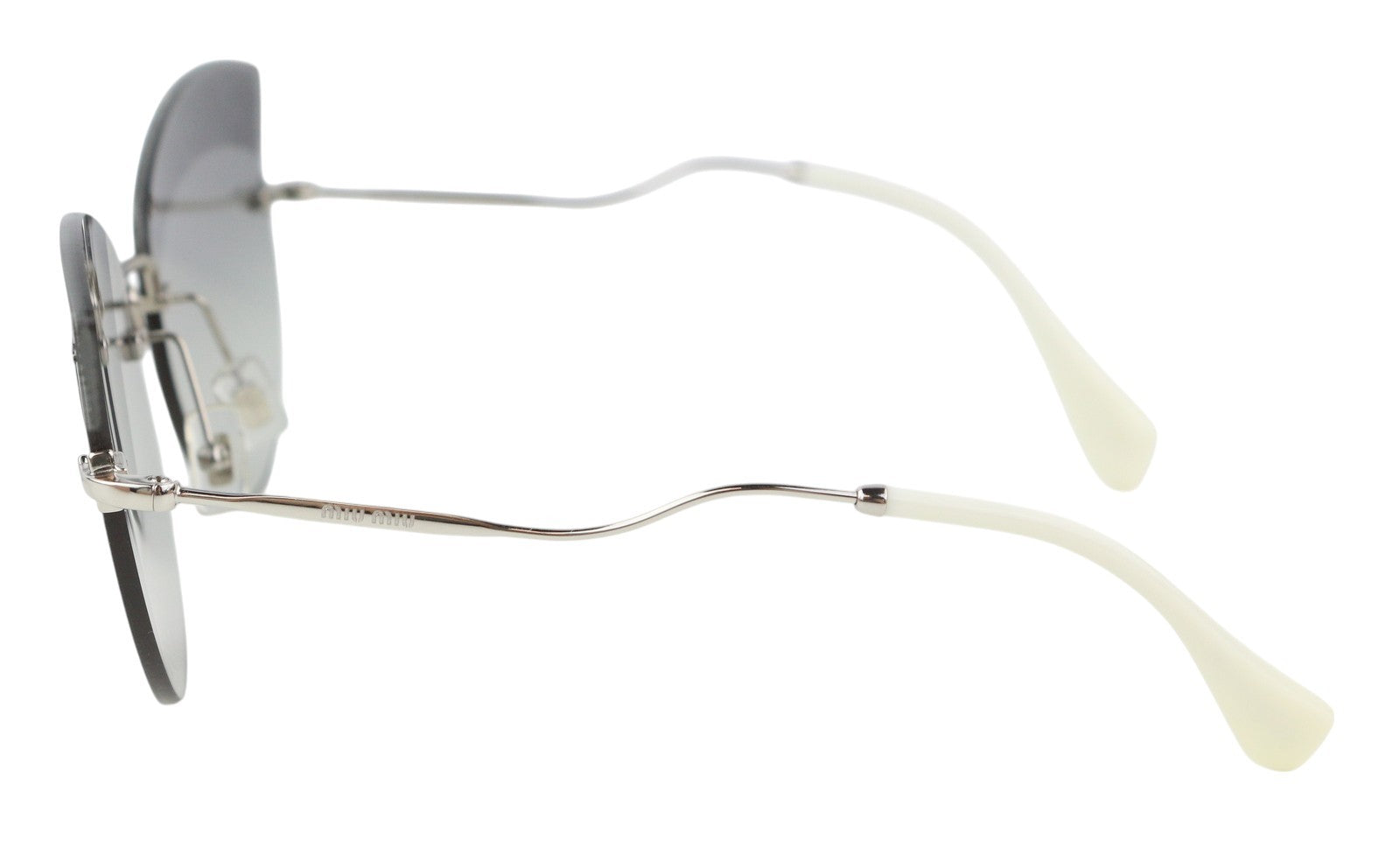 MIU MIU 58T Women Sunglasses OS Siler Tone Shiny Details Tinted Cat Eye RRP€300