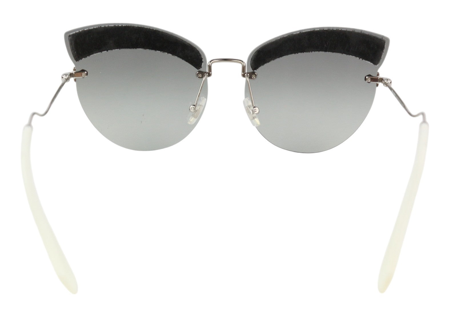 MIU MIU 58T Women Sunglasses OS Siler Tone Shiny Details Tinted Cat Eye RRP€300