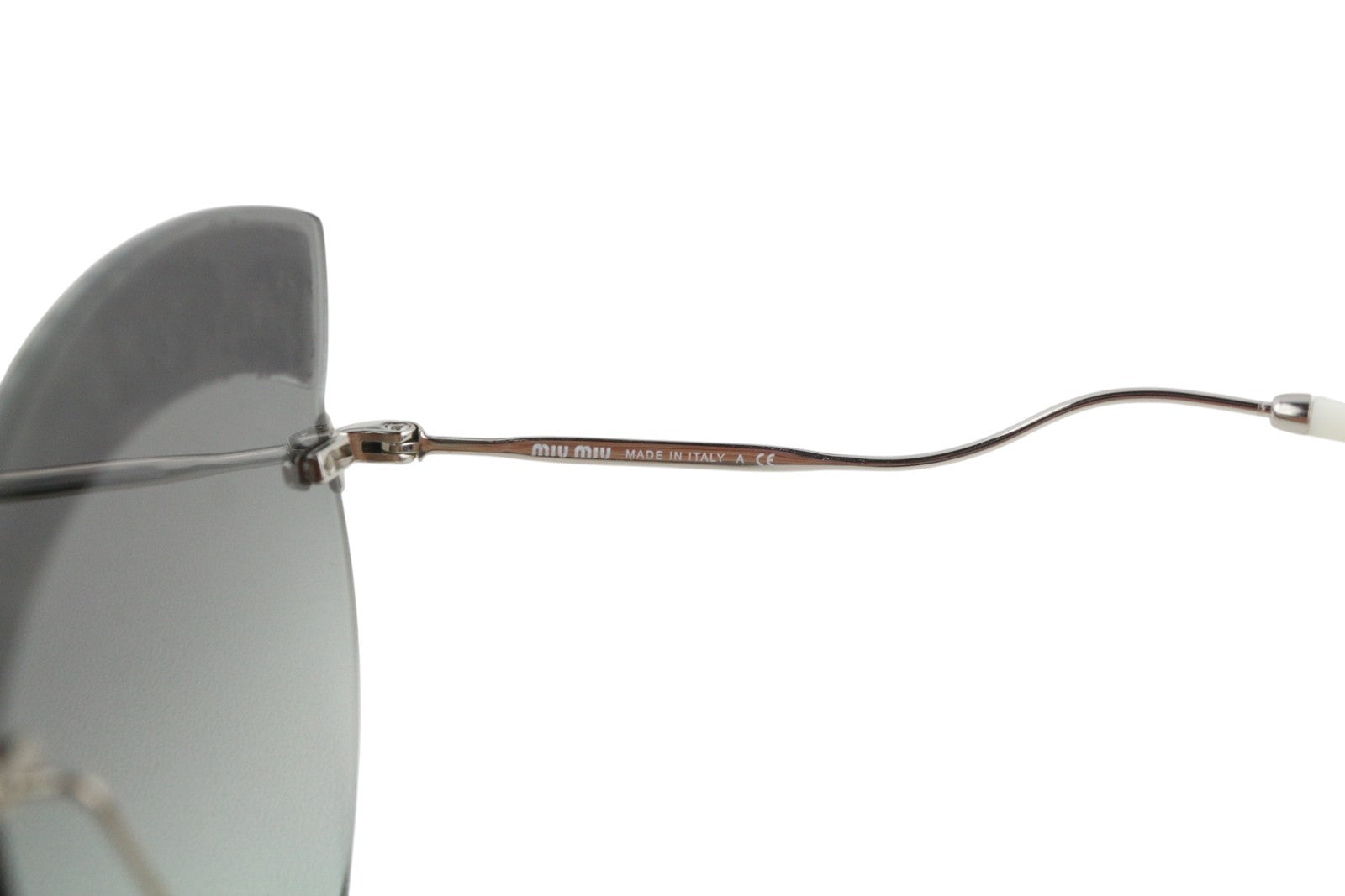 MIU MIU 58T Women Sunglasses OS Siler Tone Shiny Details Tinted Cat Eye RRP€300