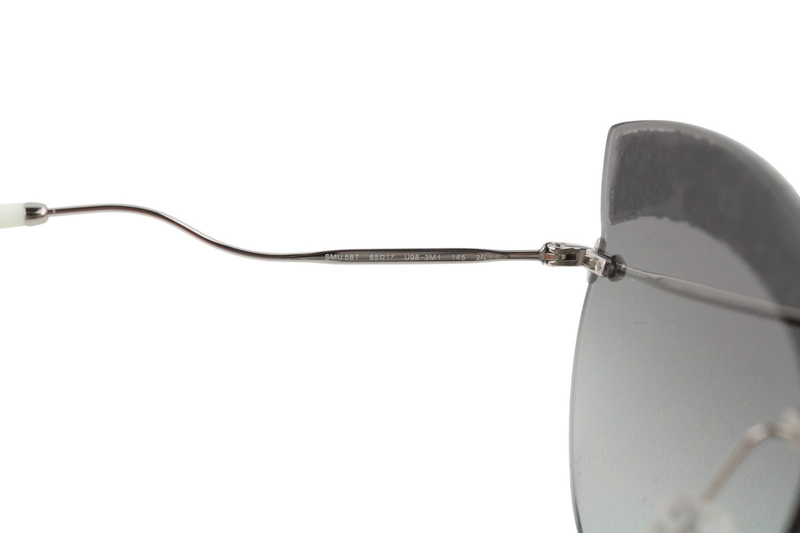MIU MIU 58T Women Sunglasses OS Siler Tone Shiny Details Tinted Cat Eye RRP€300