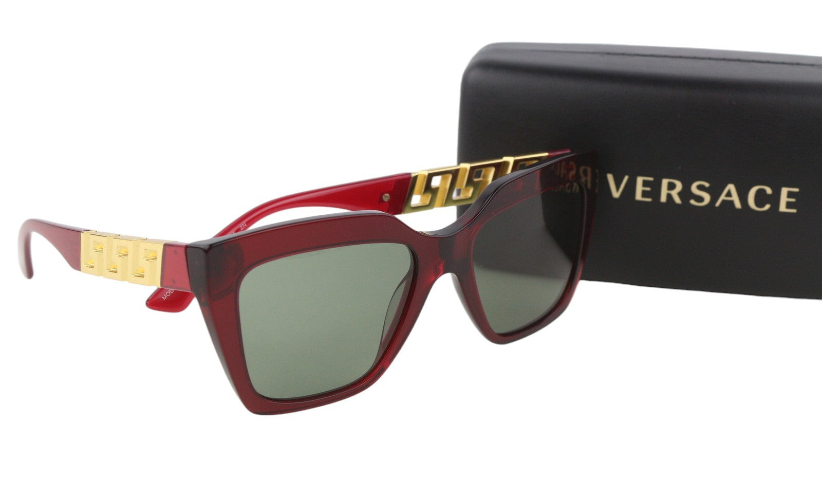 VERSACE 4418 Women Sunglasses OS Red Tinted Gold Tone Details Square RRP€299